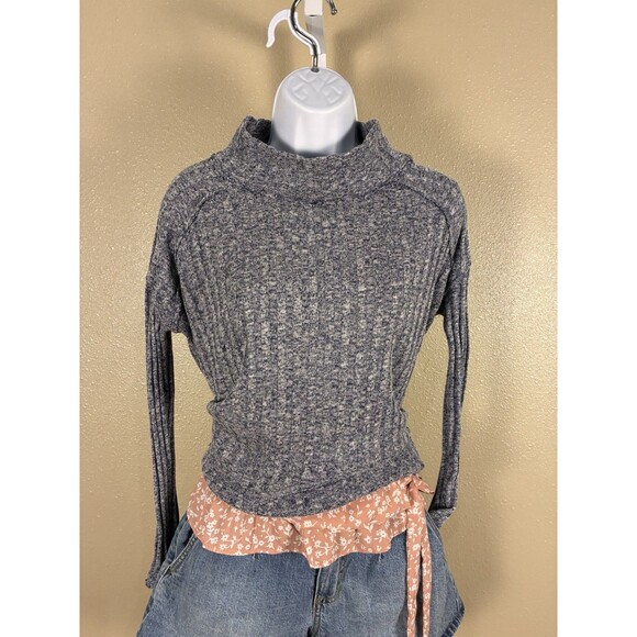 Women’s Free People Frayed Sweater Universal Threads Shorts Peach Floral Print - Picture 8 of 10